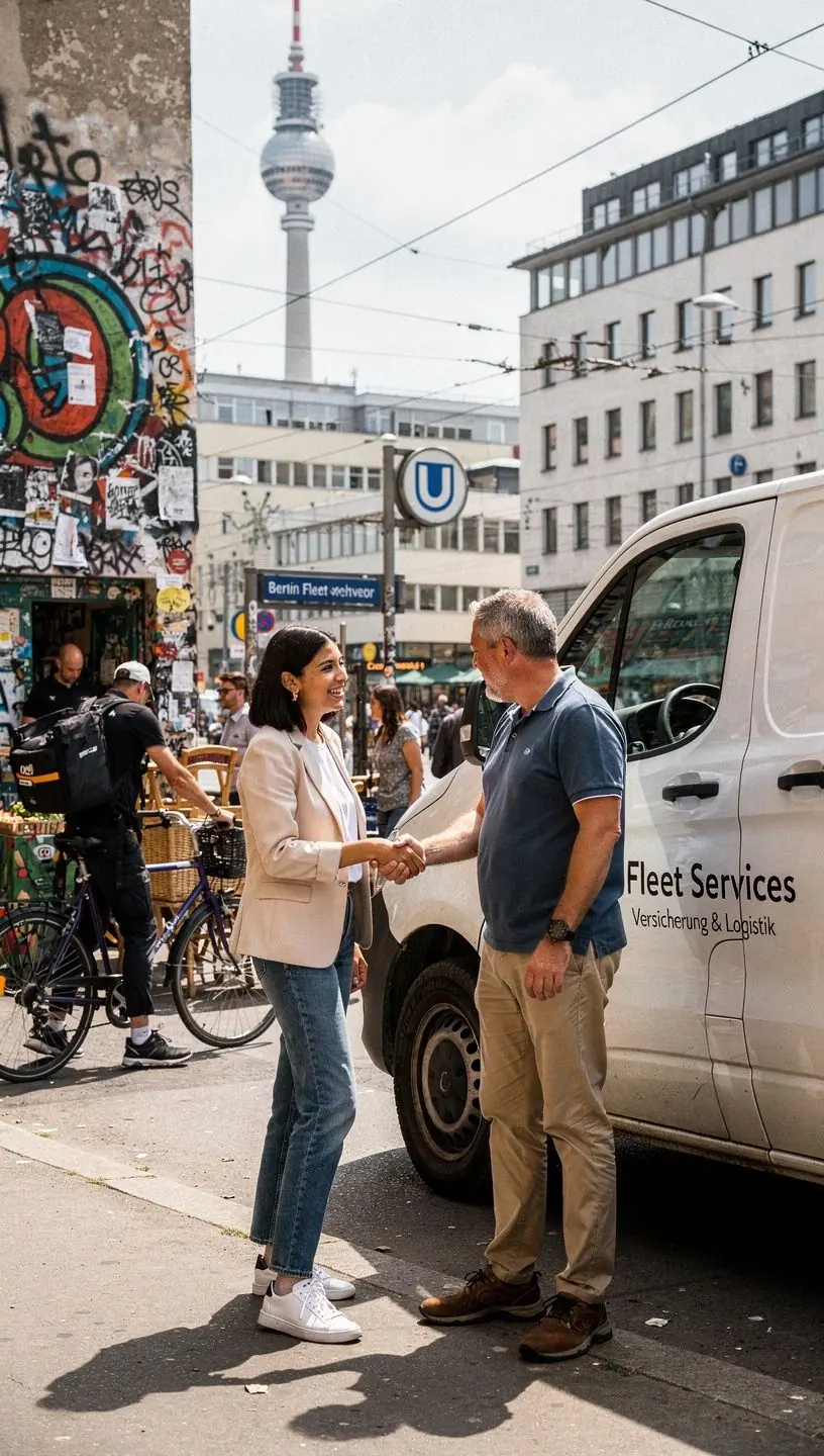 Nahaufnahme eines digitalen Tablets mit Versicherungsdokumenten zur Absicherung von Firmenfahrzeugen.